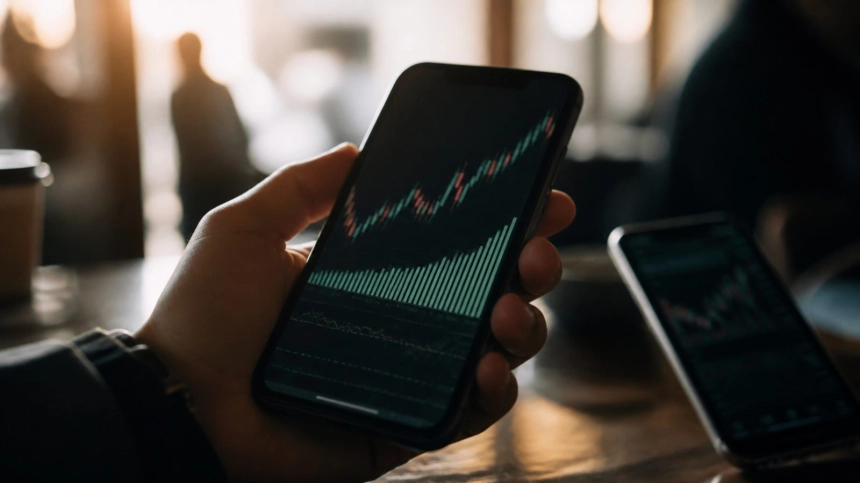 가상자산 선물 시세 그래프가 뜬 스마트폰 / TokenPost.ai