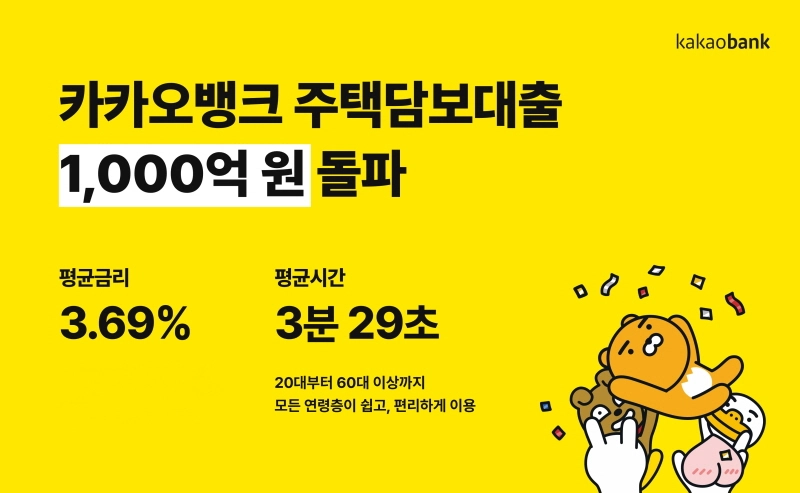 카카오뱅크, 주택담보대출 출시 1달 만에 1000억원 돌파