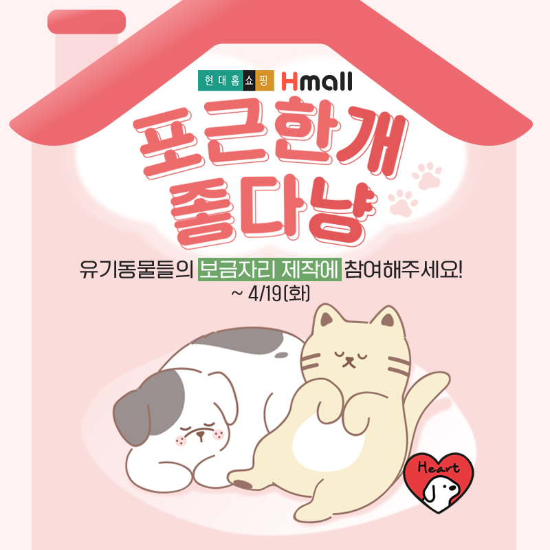현대홈쇼핑, 참여형 유기동물 후원 프로그램 '하트 캠페인' 진행