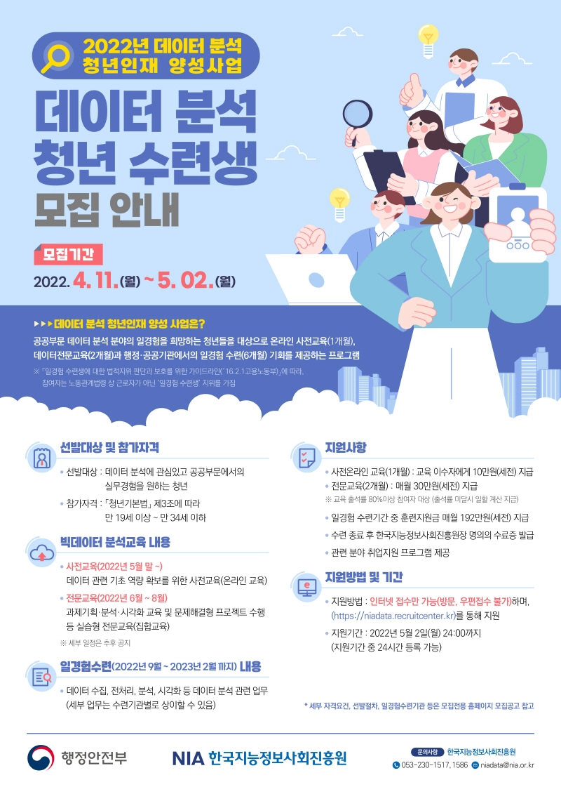 행안부, 데이터분석 역량 키워 디지털전환 이끌 청년 모집