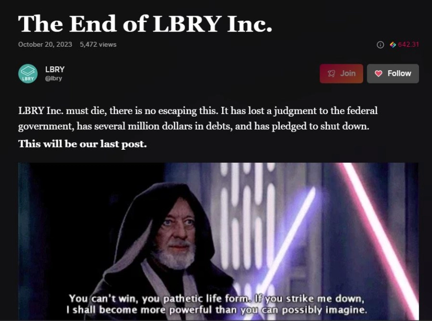 SEC 패소 'LBRY' 문 닫는다..."소송 부채 감당 못해"