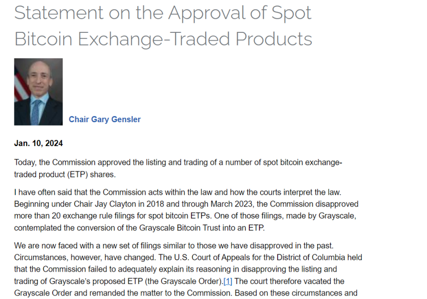 SEC 위원장 "ETF 통한 투자자 보호 기대...'암호화폐' 불법성은 여전"