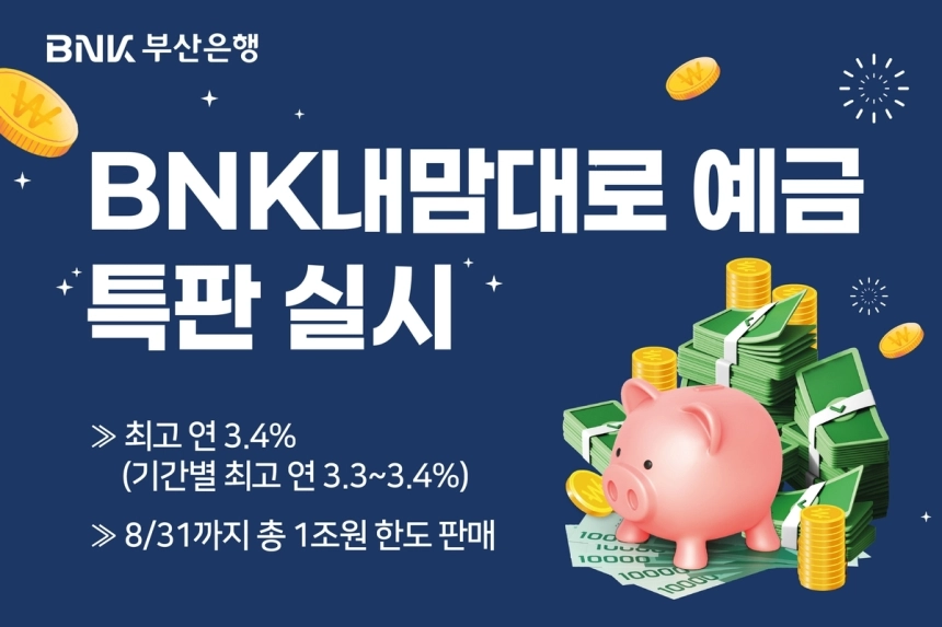 BNK부산은행, 맞춤형 '내맘대로 예금' 특판…최고 연 3.4% 금리 제공 / 연합뉴스