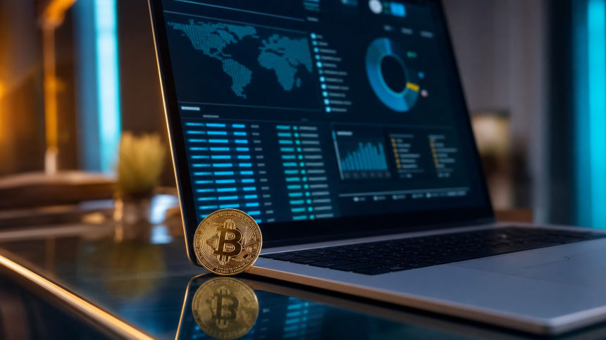 금속 코인 위에 표시된 암호화폐 지갑 화면 / TokenPost.ai