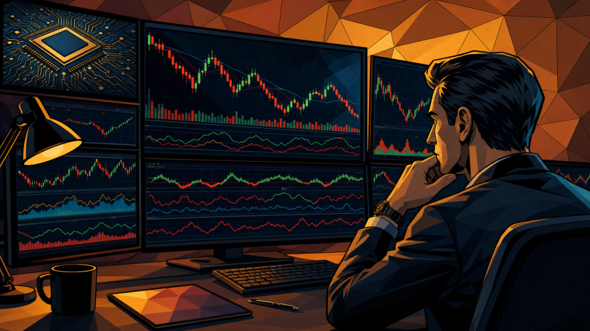 반도체 섹터 차트를 모니터하는 거래 터미널의 모습 / TokenPost.ai