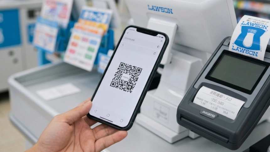 로손 편의점 계산대에서의 바코드 스캔 장면 / TokenPost.ai