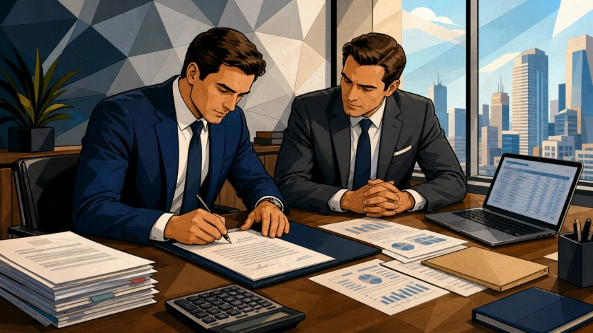인수 계약서가 놓인 사무실 책상 / TokenPost.ai