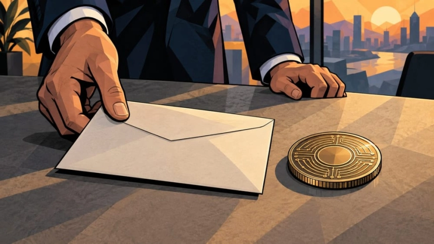 런던 금융가 건물 앞의 금속 비트코인 / TokenPost.ai