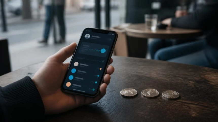 스마트폰에 표시된 두 개의 토큰 아이콘 / TokenPost.ai